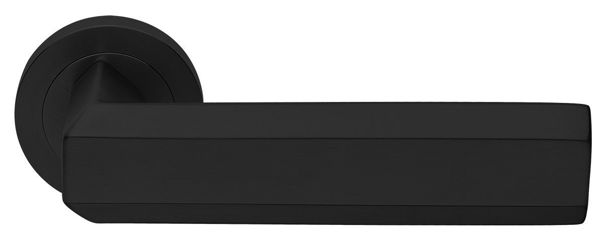 Ручка дверная HARMONY R2 NERO раздельная на круглой розетке, цвет - черный фото купить Балашиха