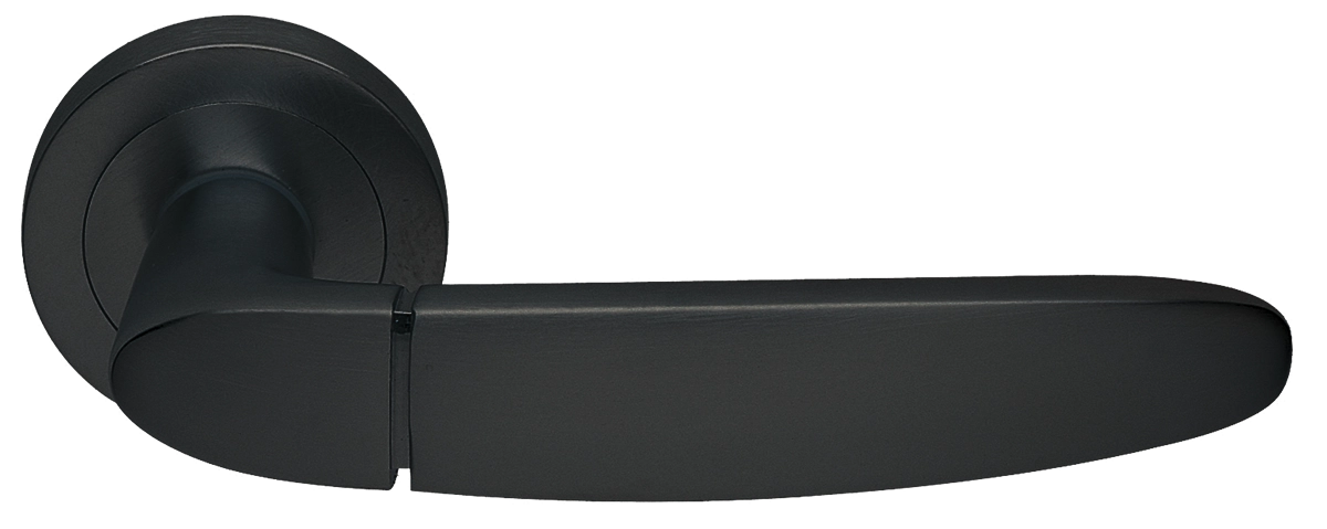 Ручка дверная SAIL R2 NERO раздельная на круглой розетке, цвет - черный фото купить Балашиха