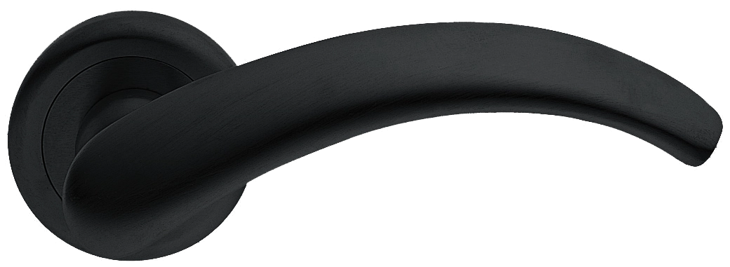 Ручка дверная ARCH R4 NERO раздельная на круглой розетке, цвет - черный фото купить Балашиха