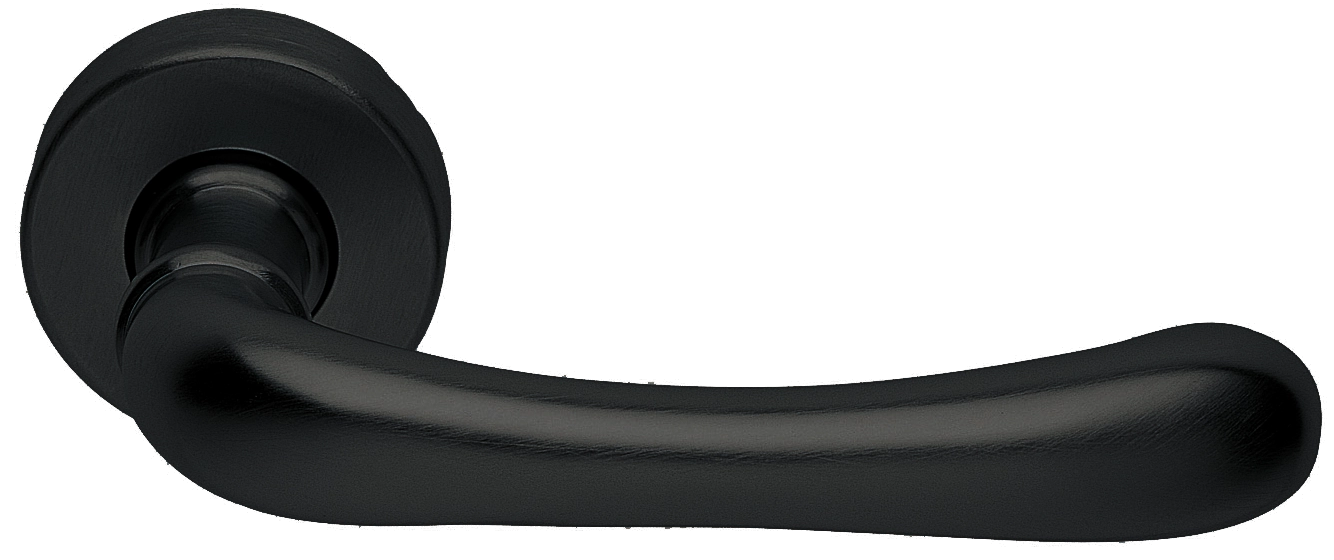 Ручка дверная RING R3-E NERO раздельная на круглой розетке, цвет - черный фото купить Балашиха