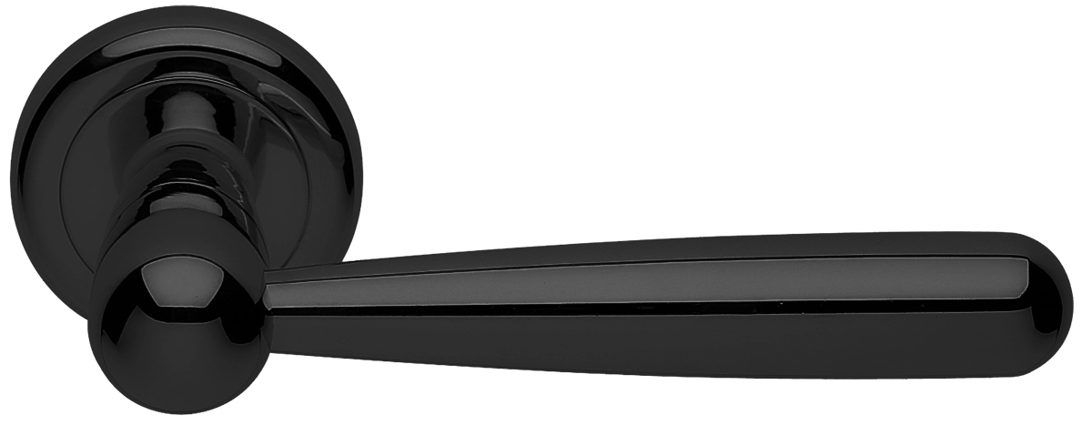 Ручка дверная PINOKKIO R4 NERO раздельная на круглой розетке, цвет - черный фото купить Балашиха