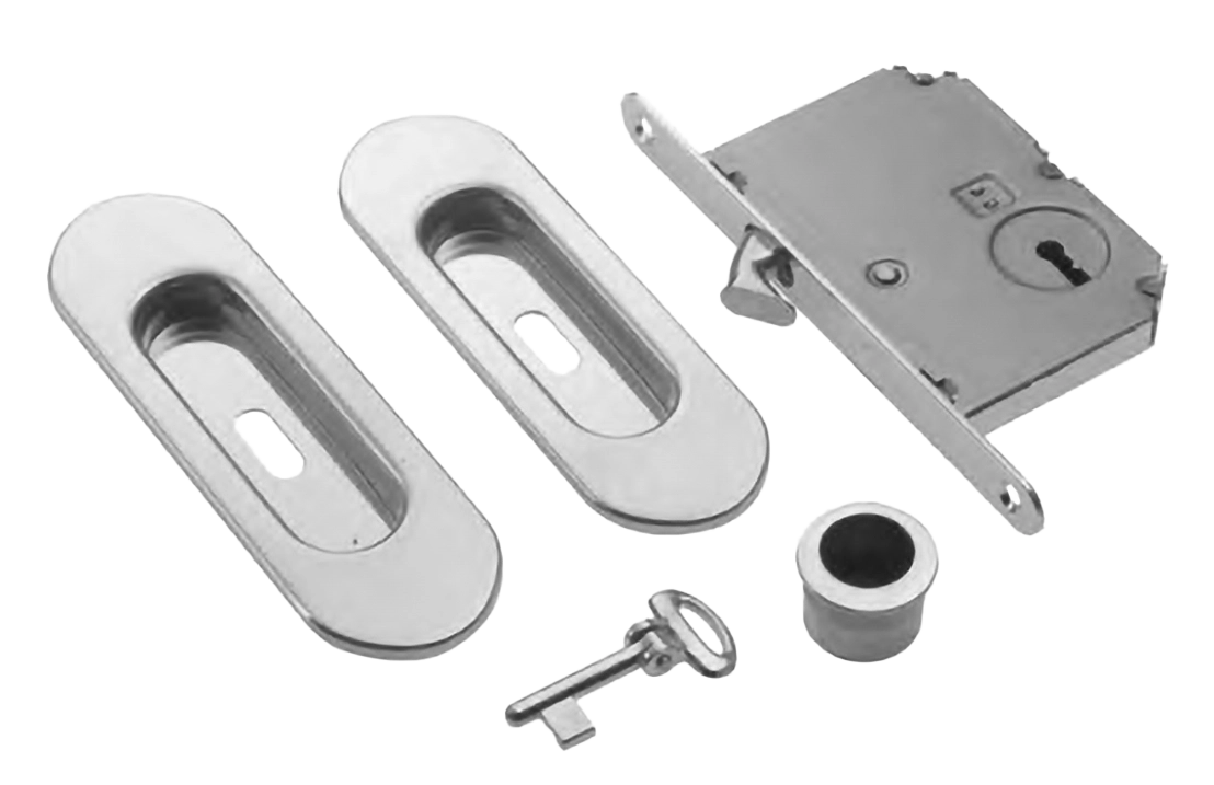 Комплект ручек для раздвижных дверей ART.58/B CRO с пальчиковой ручкой, замком и ключом, цвет - хром фото 1 Комплект ручек для раздвижных дверей ART.58/B CRO с пальчиковой ручкой, замком и ключом, цвет - хром фото купить Балашиха