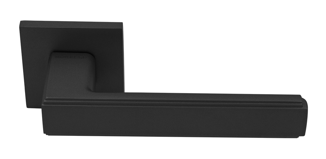 Ручка дверная MH-64-S6 BL STEPS на квадратной розетке 6 мм, цвет черный фото купить Балашиха