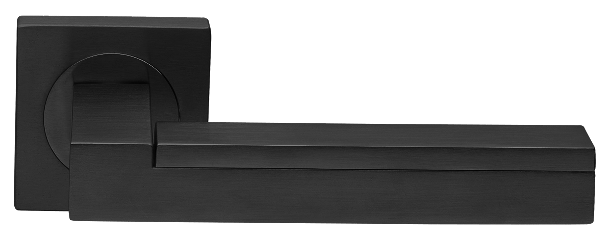 Ручка дверная ISLAND S2 NERO раздельная на квадратной розетке, цвет черный, латунь фото купить в Балашихе