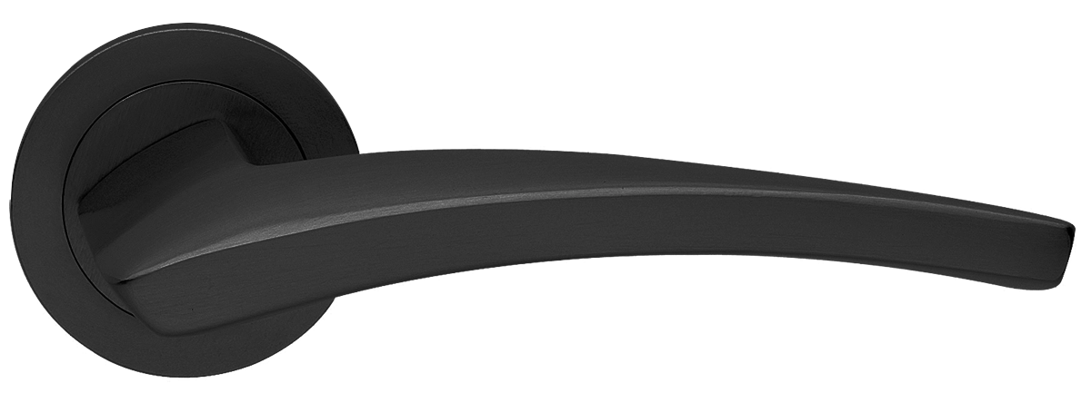 Ручка дверная WIND R2 NERO раздельная на круглой розетке, цвет черный, латунь фото купить в Балашихе