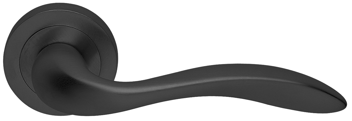 Ручка дверная LEON R2 NERO раздельная на круглой розетке, цвет - черный фото купить в Балашихе