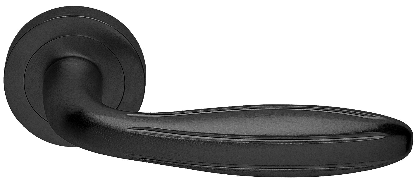 Ручка дверная BUD R2 NERO раздельная на круглой розетке, цвет - черный фото купить в Балашихе