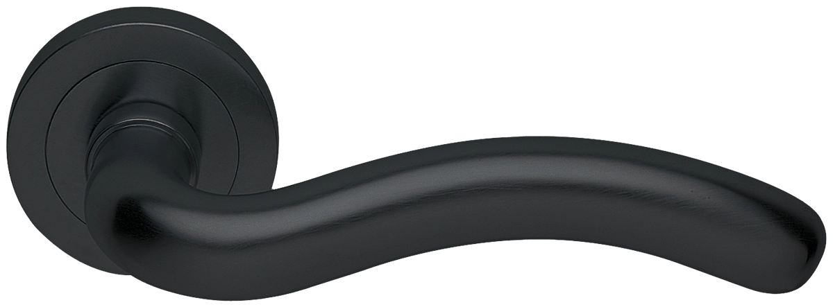 Ручка дверная SNAKE R2 NERO раздельная на круглой розетке, цвет - черный фото купить в Балашихе