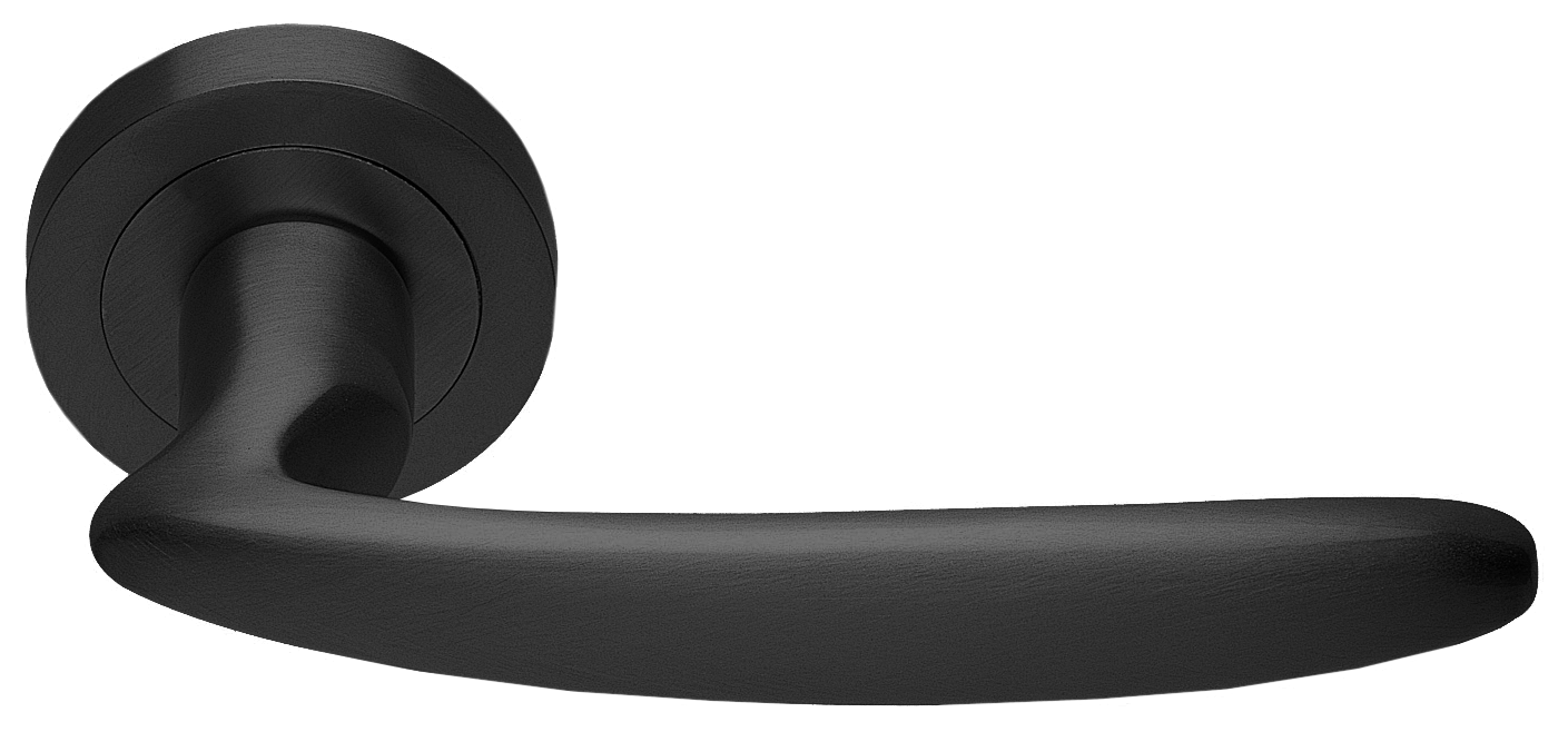 Ручка дверная FLAMINGO R2 NERO раздельная на круглой розетке, цвет черный, латунь фото купить в Балашихе