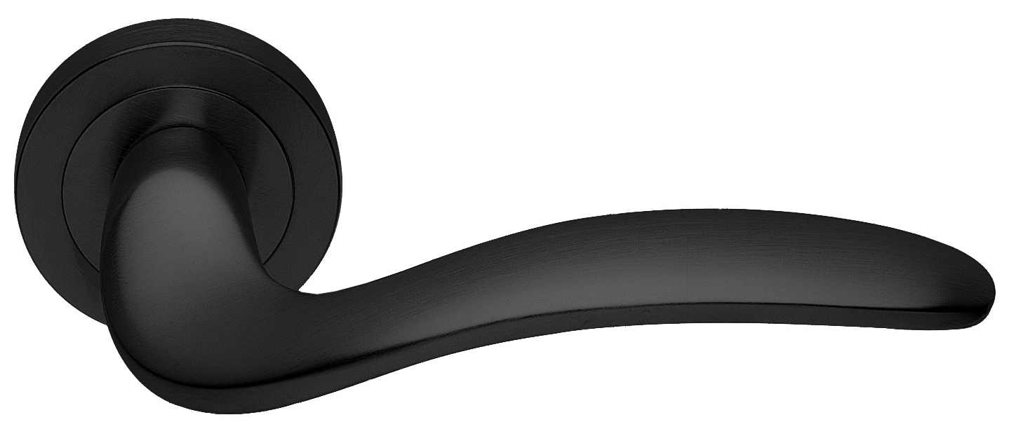 Ручка дверная COBRA R2 NERO раздельная на круглой розетке, цвет - черный фото купить в Балашихе