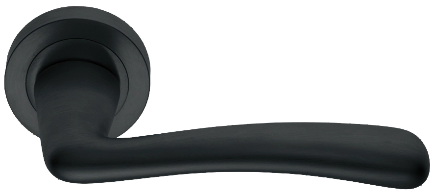 Ручка дверная COCKATOO R2 NERO раздельная на круглой розетке, цвет - черный фото купить в Балашихе
