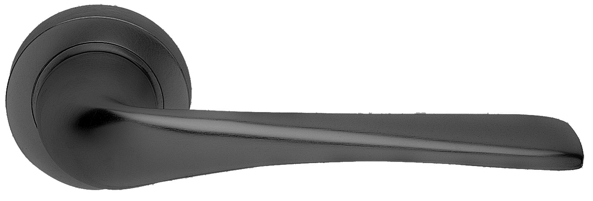 Ручка дверная LE MANS R2 NERO раздельная на круглой розетке, цвет - черный фото купить в Балашихе