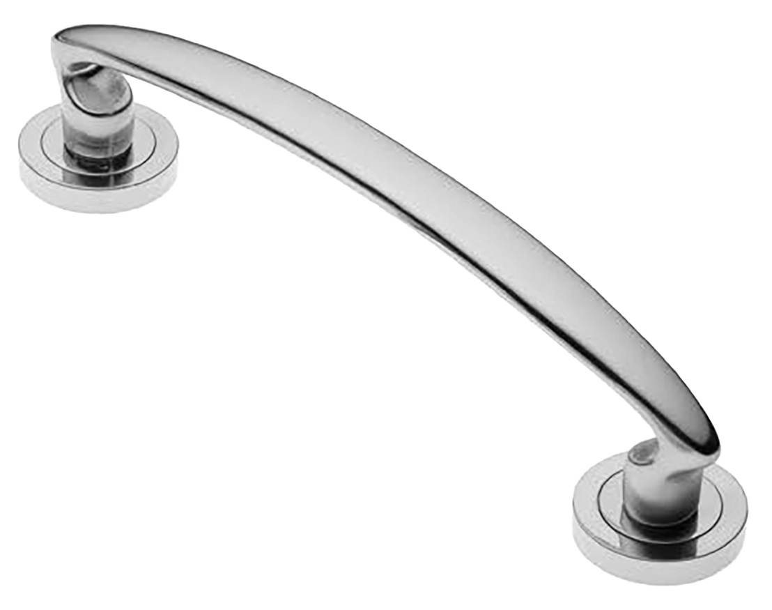 Ручка-скоба дверная FLAMINGO PH CRO на круглой розетке, цвет хром, латунь фото купить в Балашихе