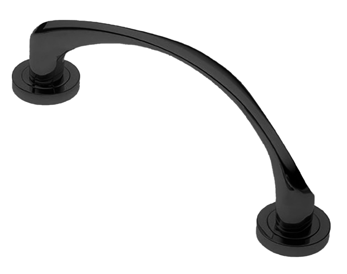 Ручка-скоба дверная COBRA PH NERO на круглой розетке, цвет черный, латунь фото купить в Балашихе