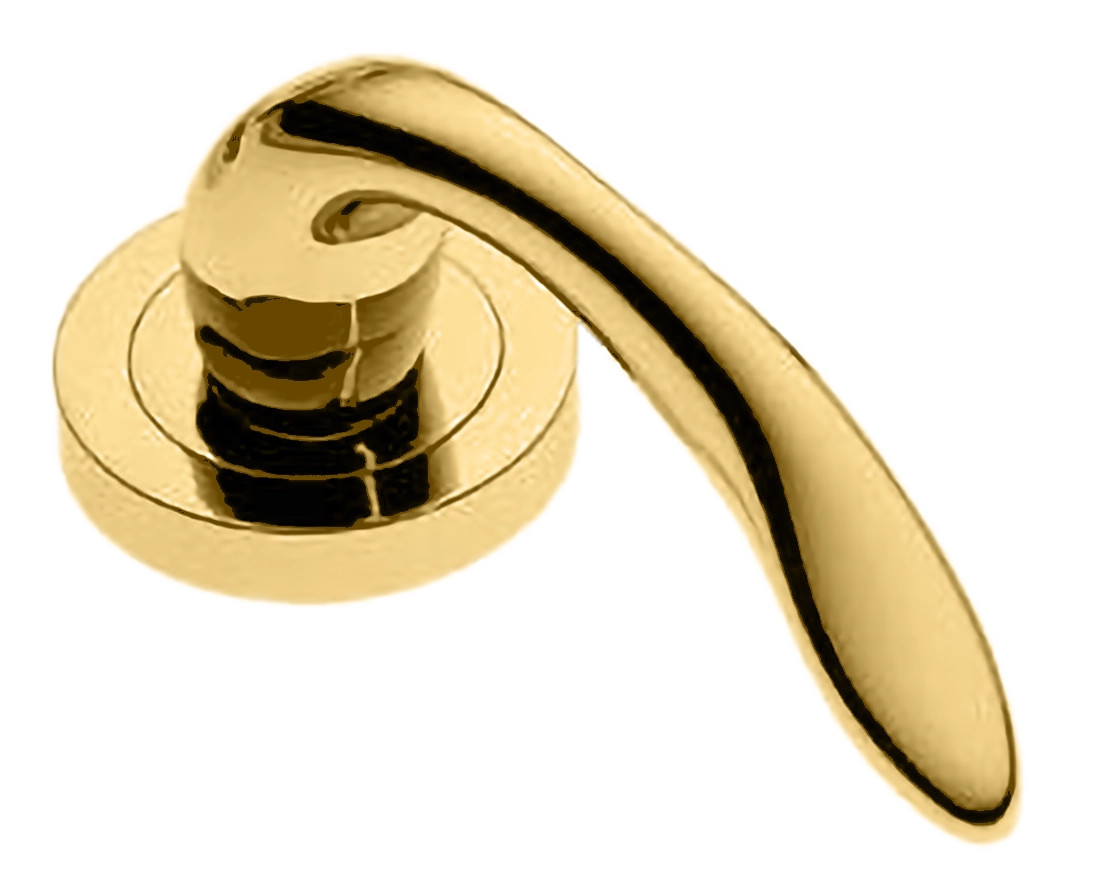 Ручка оконная LEON W1 OTL на прямоугольной розетке, цвет золото, латунь фото купить в Балашихе