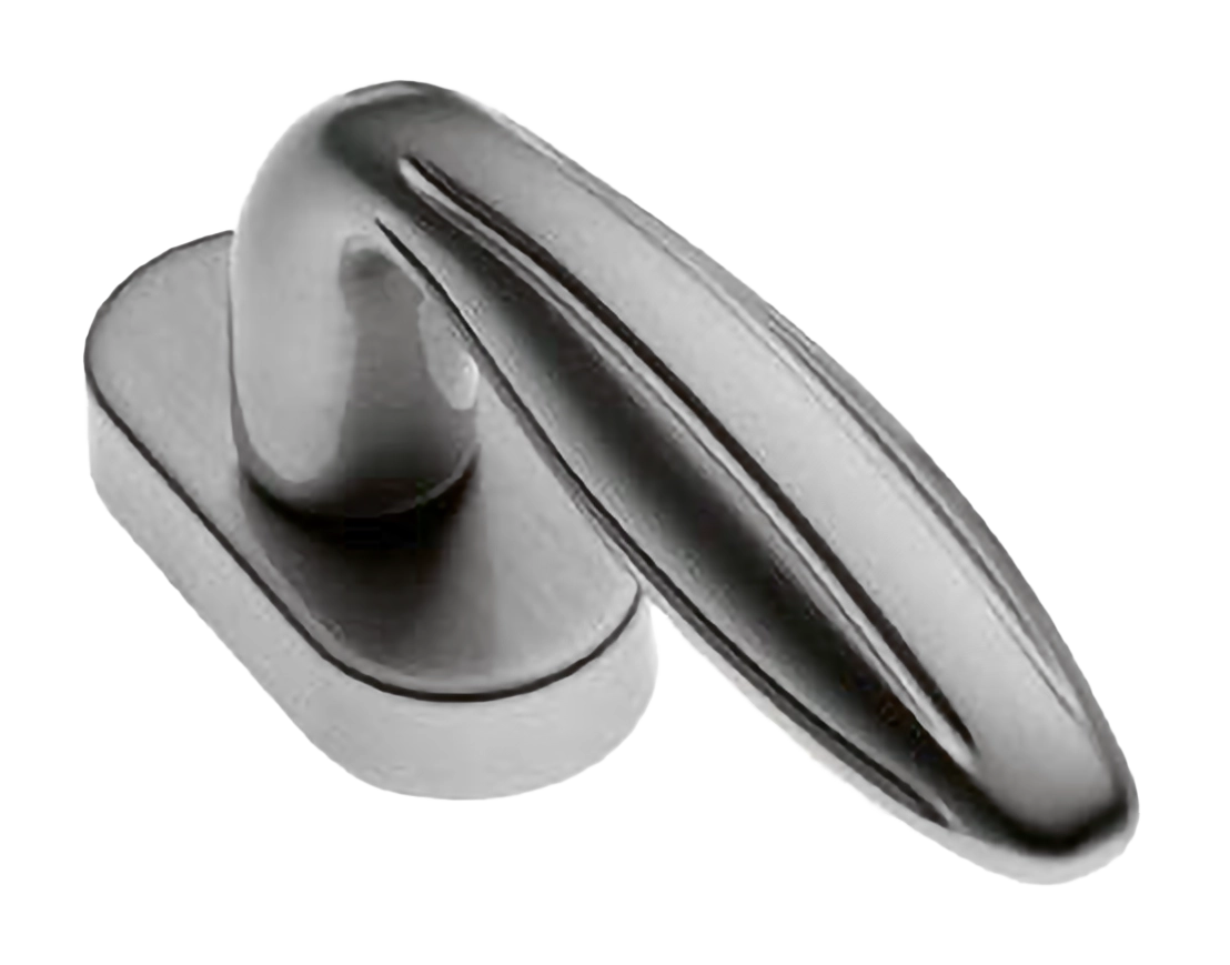 Ручка оконная BUD W1 CSA на прямоугольной розетке, цвет матовый хром, латунь фото купить в Балашихе