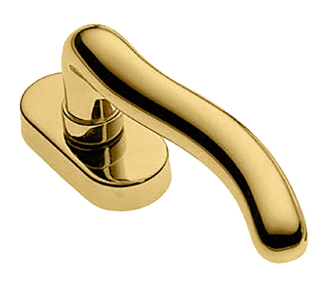 Ручка оконная SNAKE W1 OTL на прямоугольной розетке, цвет золото, латунь фото купить в Балашихе