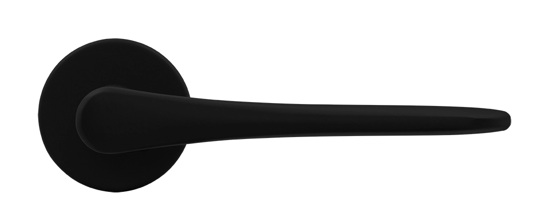 Ручка дверная AULA R5 NERO-ST на круглой розетке, цвет черный soft-touch, ЦАМ фото купить в Балашихе