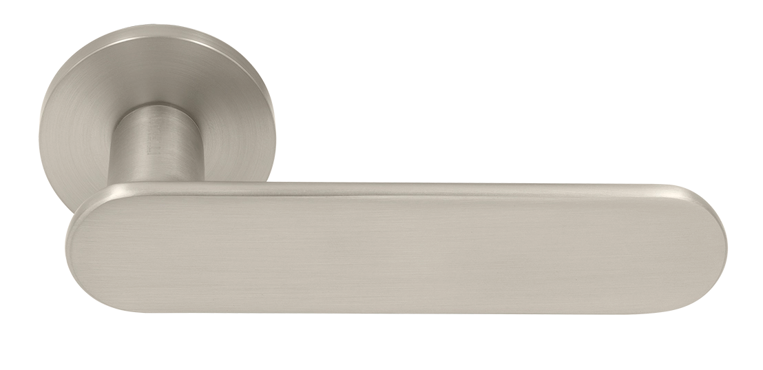 Ручка дверная MH-65-R6 SEMPIONE MSN на круглой розетке, цвет матовый сатинированный никель фото купить Балашиха