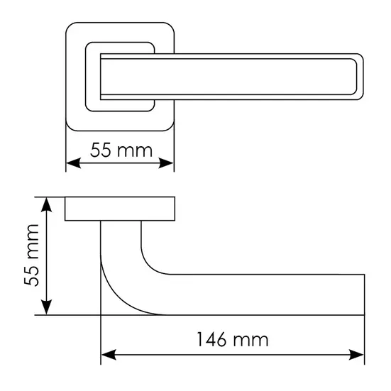 Комплект дверных ручек MH-46 SC/W-S55 + завертка сантехническая MH-WC-S55 SC/CP + защёлка бесшумная 1895P SC + петли врезные универсальные MSN 100X70X2.5-4BB SC (2шт), цвет хром фото купить в Балашихе