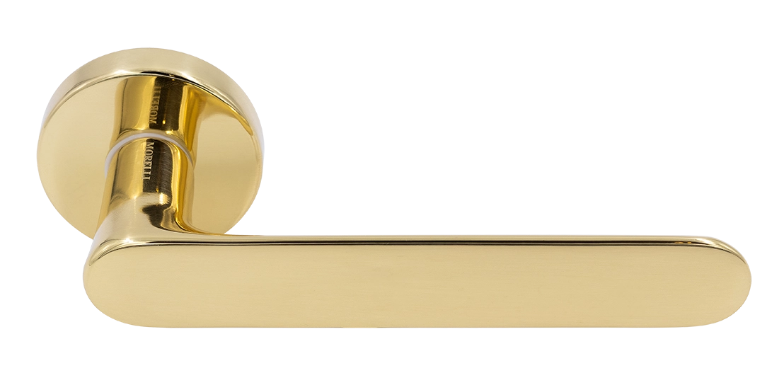 Ручка дверная LE BOAT R5 OTL раздельная на круглой розетке, цвет золото, латунь фото купить Балашиха