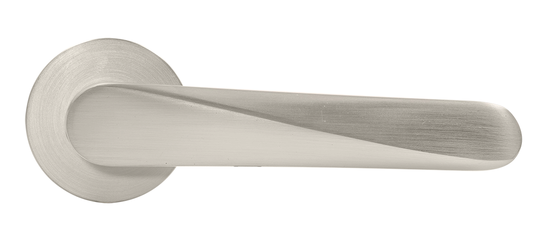 Ручка дверная CAYAN MH-58-R6 MSN раздельная на круглой розетке 6 мм, цвет матовый сатинированный никель, ЦАМ фото купить в Балашихе