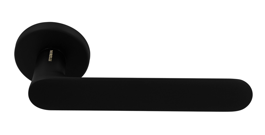 Ручка дверная LE BOAT R5 NERO-ST раздельная на круглой розетке, цвет черный soft-touch, латунь фото купить Балашиха