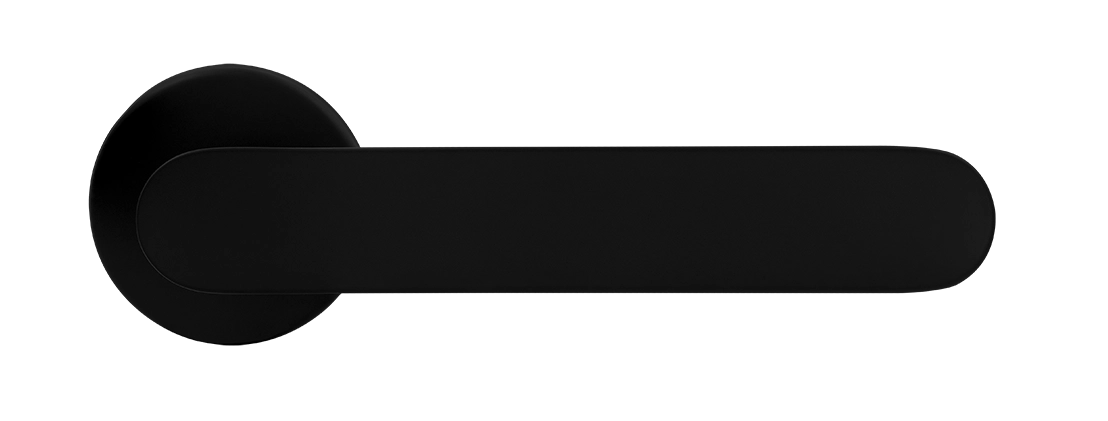 Ручка дверная LE BOAT R5 NERO-ST раздельная на круглой розетке, цвет черный soft-touch, латунь фото купить в Балашихе