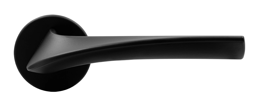 Ручка дверная COMETA R5 NERO-ST на круглой розетке цвет черный soft-touch, ЦАМ фото купить в Балашихе