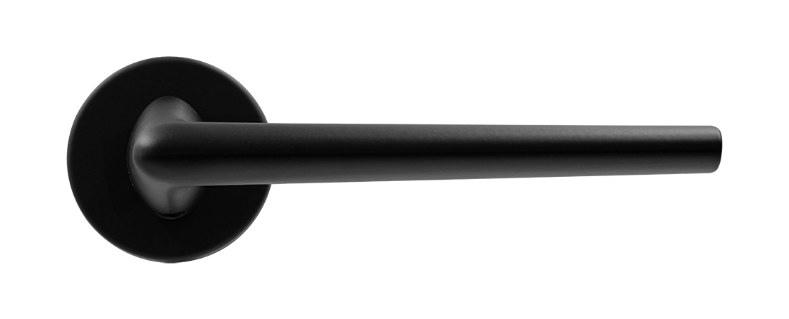 Ручка дверная THE FORCE R5 NERO-ST на круглой розетке, цвет черный soft-touch, ЦАМ фото купить в Балашихе