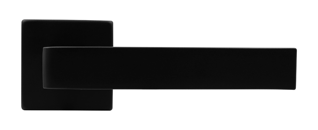 Ручка дверная HORIZONT S5 NERO-ST на квадратной розетке, цвет черный soft-touch, ЦАМ фото купить в Балашихе
