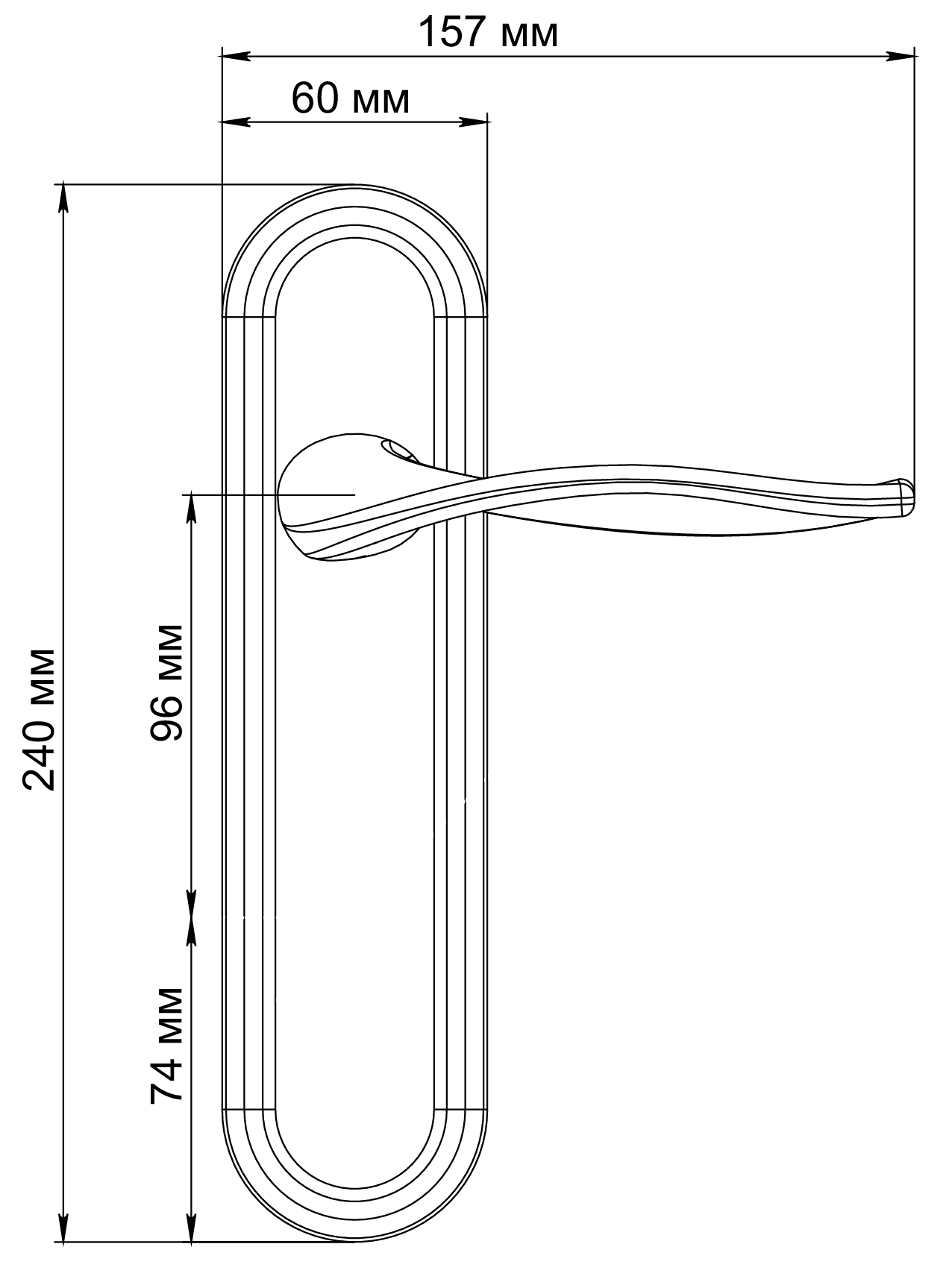 Ручка дверная SKYSCRAPER PLR SST на планке, цвет Летняя гроза/Summer Storm фото фурнитура Балашиха