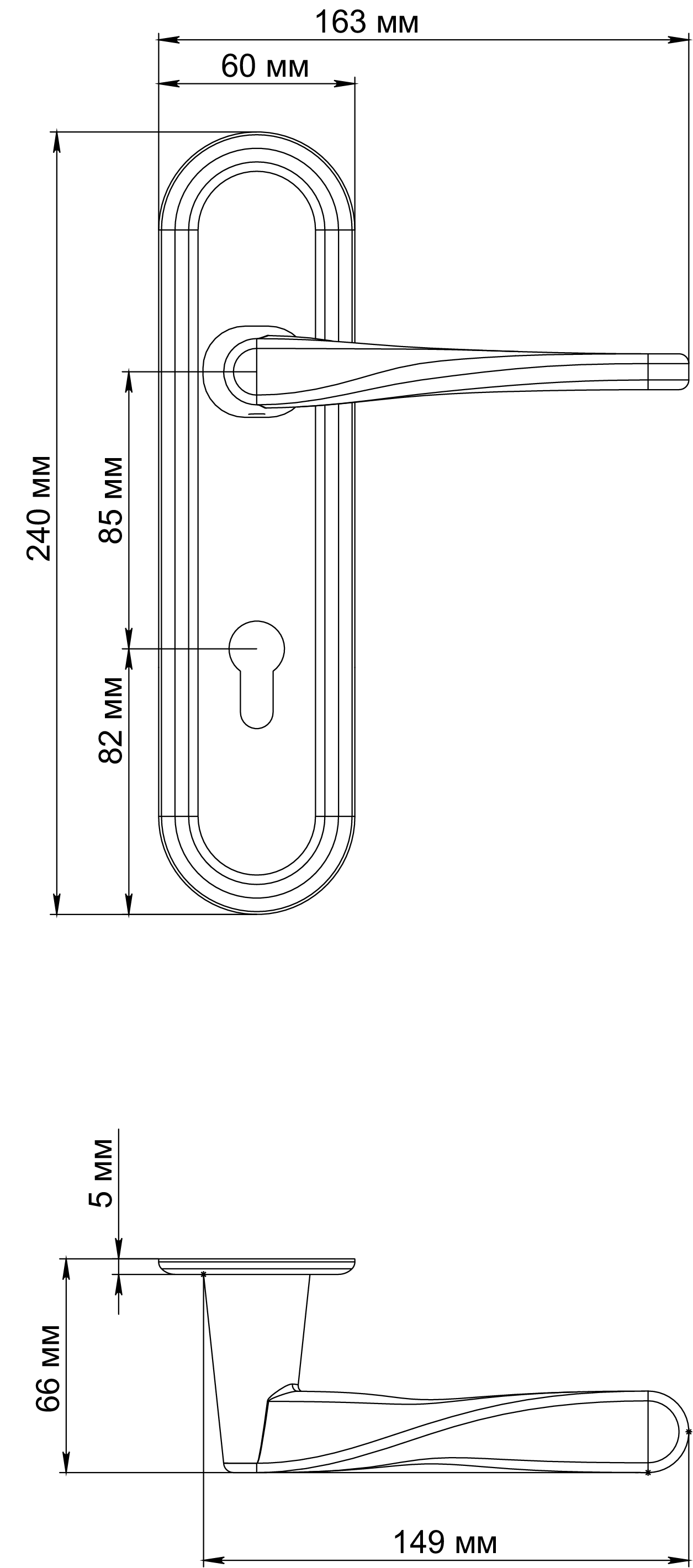 Ручка дверная THE OLYMPICS PLR KH SST на планке под ключевой цилиндр, цвет Летняя гроза/Summer Storm фото купить в Балашихе