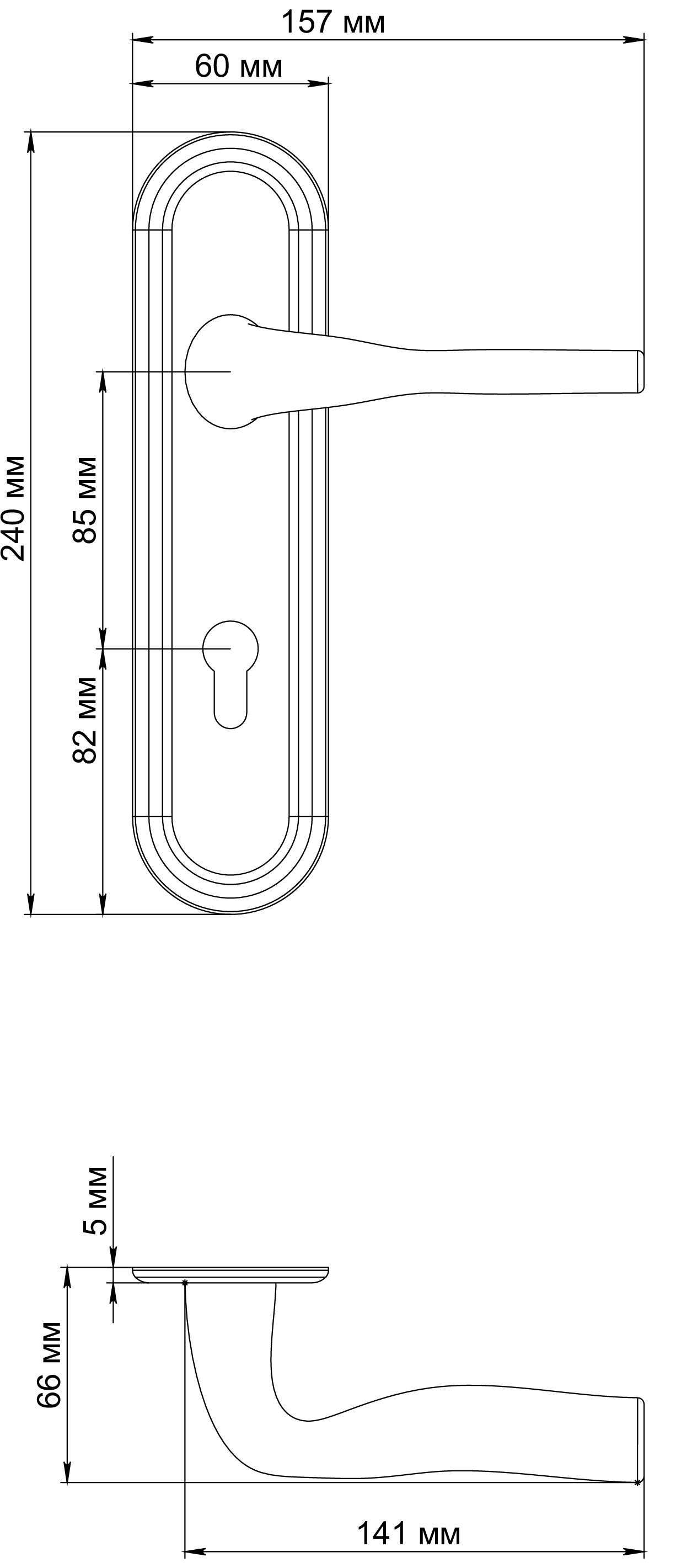 Ручка дверная LVB PLR KH SSW на планке под ключевой цилиндр, цвет Стокгольмский снегопад/Stockholm Snowfall фото купить в Балашихе