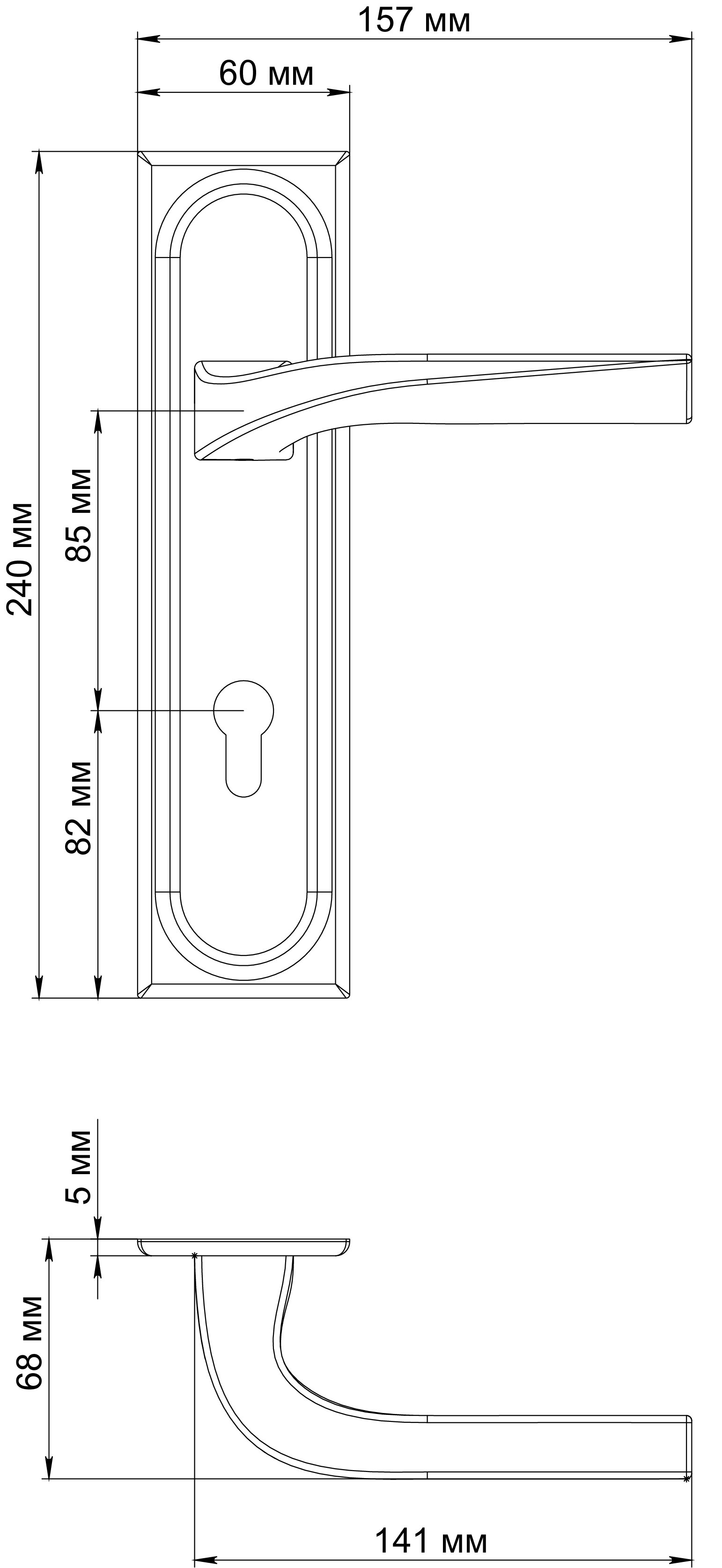 Ручка дверная WD CONCERT HALL PLS KH SST на планке под ключевой цилиндр, цвет Летняя гроза/Summer Storm фото купить в Балашихе