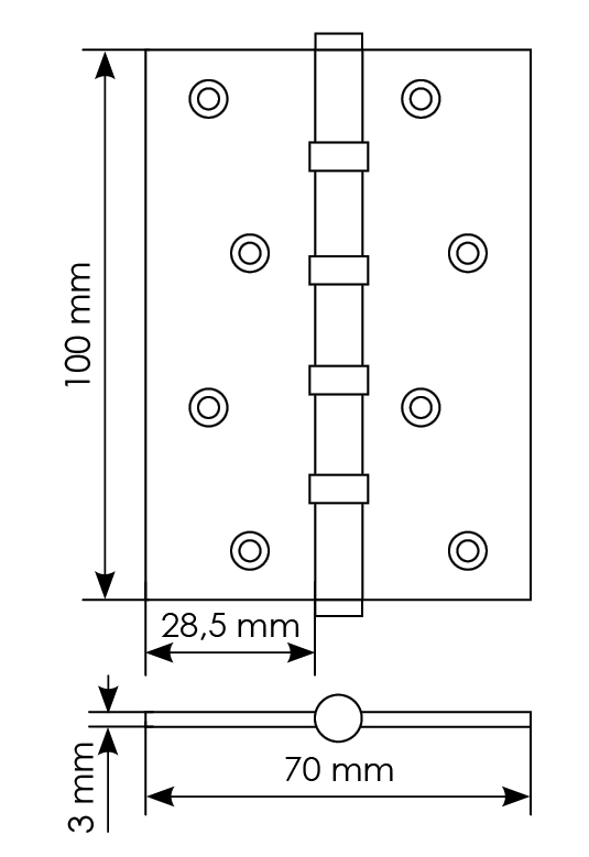    	 Петля карточная латунная универсальная MBU 100X70X3-4BB SN , врезная, цвет белый никель фото купить в Балашихе