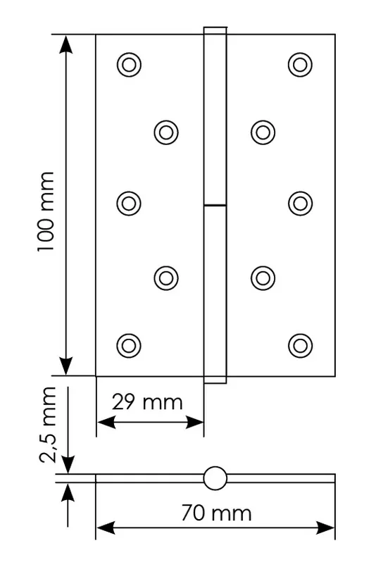 Петля карточная разъемная MSD 100X70X2.5 PC R стальная правая, врезная, цвет хром фото купить в Балашихе