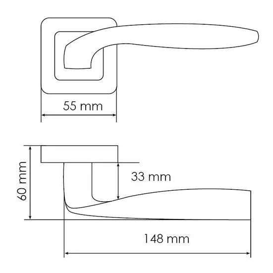 Ручка дверная SHELL MH-45 GR/CP-S55 раздельная на квадратной розетке, цвет графит/хром, ЦАМ Light фото купить в Балашихе